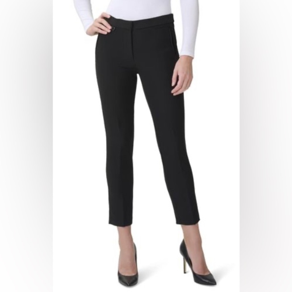 ADRIANNA PAPELL Sz 8 Skinny Pants Pin Tucks Front Legs Zipper Closure NEW